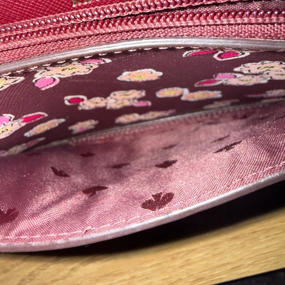 Kate Spade Tinsel Frosted Deep Berry Floral Flap Crossbody Clutch bag - Picture 10 of 16